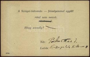 1928 Perlmutter Izsák festőművész aláírása a Szinyei térsaság levelezőlapján