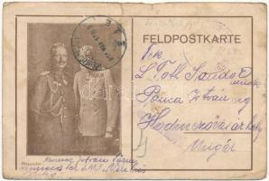 1915 II. Vilmos császár és Ferenc József / Feldpostkarte, Wilhelm II and Franz Joseph + "K.u.K. Kriegsmarine SMS Viribus Unitis" (szakadások / tears)