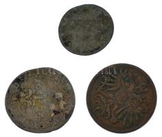 Német államok / Augsburg 1624. 2kr Ag (0,98g) + Wüttenberg(?) ~1608-1628. János Frigyes(?) gyenge tartású Ag érme (0,37g) + Itália / Lombardia-Velence 1862 1S Cu T:2,2--3- hajlott German States / Augsburg 1624. 2 Kreuzer Ag (0,98g) + Wüttenberg(?) ~1608-1628. Johann Friedrich (?) Ag coin in bad condition (0,37g) + Italian States / Lombardy-Venice 1 Soldo Cu C:XF,VF-VG curved