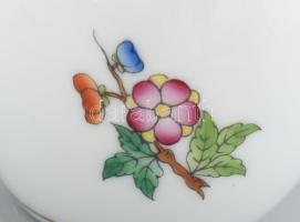 Herendi Viktória mintás, tojás bonbonier, figurális lepke fogóval, jelzett, hibátlan, m: 9 cm