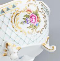 Hollóházi virágmintás kínáló, jelzett, hibátlan, 25x20 cm