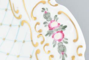 Hollóházi virágmintás nagy kínáló, jelzett, hibátlan, 24,5x24,5 cm