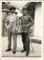 1936 Magyar katona karddal és kitüntetésekkel / Hungarian military, soldier with sword and medals. photo (non PC) (8,6 x 11,6 cm) (Rb)