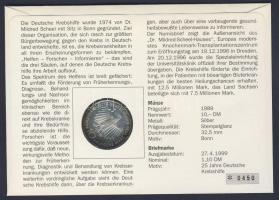 NSZK 1989. 10M Ag "2000 éves Bonn" érmés borítékon elsőnapi bélyegzős bélyeggel, hátoldali...