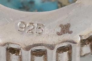 Türkizzel díszített ötsoros tenyésztett gyöngy nyaklánc, h: 46 cm, ezüst(Ag) szerelékkel, bruttó: 11...