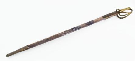 Indiai díszkard, kopott, sérült, h: 94 cm