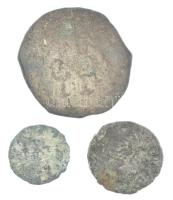 Római Birodalom 2xklf bronz érem, közte "I. Constantinus" ~4. sz. eleje + bizánci tálkapén...