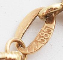 Rubin nyaklánc, arany (Au) 14K jelzett szerelékkel, h: 46 cm, 25,8 g