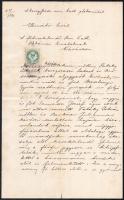 1891 Beregszászi róm. kat. plébánia, elbocsátó levél, felmentés vérrokonság alól házasságkötés ügyében, 50 krajczár okmánybélyeggel, hajtásnyomokkal, apró szakadással