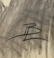 BL jelzéssel: Férfi portré, szén, papír, 60×49 cm