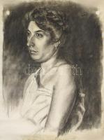 BL jelzéssel: Női portré, szén, papír, 60×49 cm