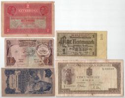 5db klf bankjegy klf országokból, közte Románia 1941. 500L T:III 5pcs of diff banknotes, with Romania 1941. 500 Lei C:F