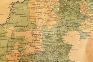 1912 A tiszántúli református egyházkerület térképe, falra akasztható vászontérkép, 115×110 cm