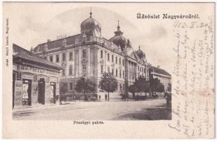 1902 Nagyvárad, Oradea; Pénzügyi palota, Ifj. Popper József üzlete. Helyfi László kiadása / financial palace, shop (EK)