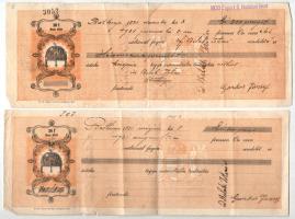 Battonya ~1929-1931. 6db-os kitöltött váltó tétel vízjeles papír, bélyegekkel, Battonyai Népbank Szövetkezet bélyegzésekkel, T:III