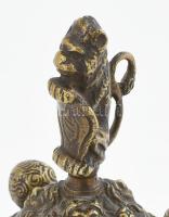 Réz asztali dísz. fedeles kínáló--kerubokkal és oroszlánnal 16 cm