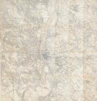 cca 1900-1910 Budapest és környéke, katonai térkép, vászonra kasírozva, körbevágva, 51x50 cm