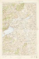 1934 Székesfehérvár és környéke, katonai térkép, 1 : 200.000, M. Kir. Honvéd Térképészeti Intézet, 63x47 cm