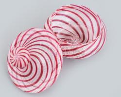 Murano filigrán száldíszítéses, fújt, üveg bonbonier, hibátlan, jelzés nélkül m: 9 cm
