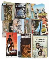 Régebbi afrikai utazási prospektusok, könyv, képeslapok, bőröndcímke (Etiópia, Kongó, Kenya, stb.), össz. 30-40 db