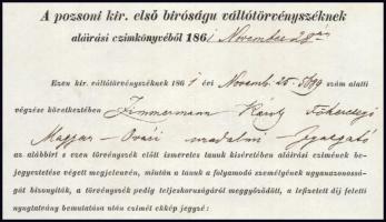 1861 Főhercegi, magyaróvári uradalmi igazgató aláírási címpéldánya, pozsonyi kir. első bíróság váltó...