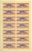 1975. "Vásárlási engedély - 200kg Gázolaj vagy Tüzelőolaj" (14x) bélyeg, teljes ív T:II- perforációnál kis szakadás