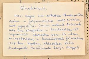 cca Temessy Hédi (1925-2001): személyi nyilvántartó lapja és kézzel írt önéletrajza