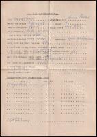 cca 1970 Mányai Lajosné Kossuth-díjas színésznő (1910-1996): személyi nyilvántartó lapja és kézzel í...