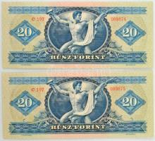 1962. 20Ft (2x) sorszámkövetők "C 197 089874 - C 197 089875" T:I,I- 
Adamo F13