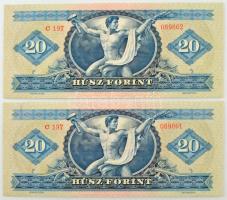 1962. 20Ft (2x) sorszámkövetők "C 197 089861 - C 197 089862" T:I,I- 
Adamo F13
