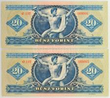 1962. 20Ft (2x) sorszámkövetők "C 197 089865 - C 197 089866" T:I,I- 
Adamo F13