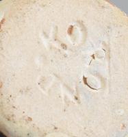 Korondi kerámia kis kancsó, 2 db, kézzel festett, jelzett, lepattanásokkal, kopással, m: 9,5-11 cm