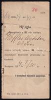 1914 Budapest, nyugta díszsírhely ügyében, Dunabalparti köztemetők igazgatósága, kissé sérült