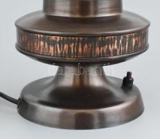 Retró lámpa, üvegbúrán micro lepattanások, működik, m: 27 cm