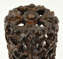 Keleti faragott egzótafa lámpa, repedéssel, működik, m: 38 cm