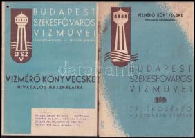 1940 Budapest Székesfőváros Vízművei vízmérő könyvecske, tájékoztató a közönség részére
