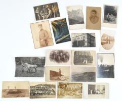 1914-1918 18 db I. világháborús katonai fotó, fotólap csoportkép, temető, stb