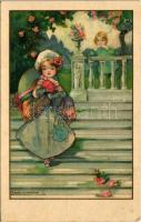 Children art postcard, girl. M. Munk Wien No. 706. s: Agnes Richardson (EK)