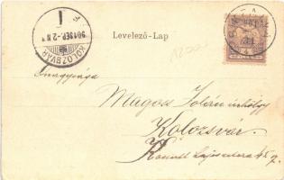 1901 Brassó, Kronstadt, Brasov; Árpád szobor. Magyar zászlós szecessziós litho / statue. Hungarian f...