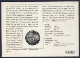 NSZK 1972. 10M Ag "Olimpia-München" érmés borítékon elsőnapi bélyegzős bélyeggel, hátoldal...