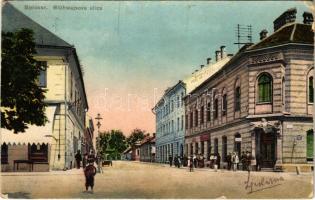 1914 Belovár, Bjelovar; Blühwajsova ulica / utca / street view (kopott sarkak / worn corners)