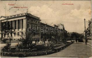 1911 Poznan, Posen; Ulica Wilhelmowska, Biblioteka Raczynskich / street view, library (fl)