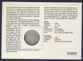 NSZK 1989. 10M Ag "800 éves a hamburgi kikötő" bélyeges érmés borítékon alkalmi bélyegzőve...