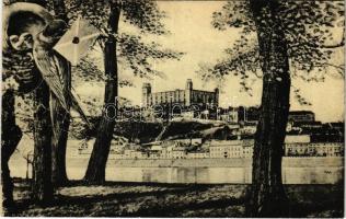 1919 Pozsony, Pressburg, Bratislava; von der Au gesehen / vár, montázs / castle, montage (EK)