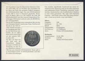 Németország 1999. 10M Ag "50 éves az SOS Gyermekfalu" bélyeges érmés borítékon elsőnapi bé...