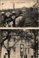 1915 Vrany, Vrané, Wrana; Slavobrána se zámkem a cást kostola, Opatrovna / castle, decorated gate, church, nursery (EB)