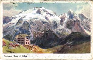 1907 Passo Fedaia, Fedajapass (Südtirol); Bambergerhaus auf Fedaja / tourist house (worn corners)