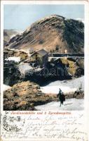 1902 Passo dello Stelvio, Stilfser Joch (Südtirol), Ferdinandshöhe und 3 Sprachenspitze / mountain peaks, tourists (EK)