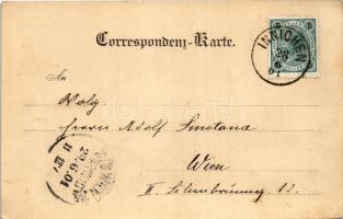 1901 San Candido, Innichen (Südtirol); mit Schusterspitze und Haunold / general view with mountains ...