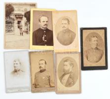 cca 1880-1900 7 db keményhátú vizitkártya fotó katonákról